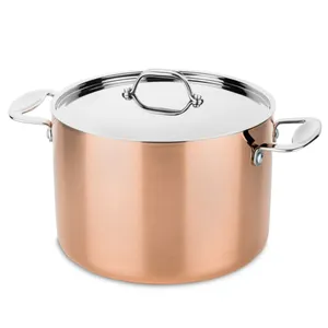 Olla de cocina de alta calidad hecha de Metal de cobre, aspecto vintage, uso de cocina duradero en olla de diseño martillado - Product Image 2