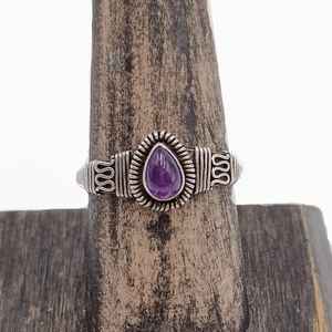 Vintage Women's Amethyst Ring Pear Cut Solid 925 Sterling <b>Silver</b> <b>Wedding</b> Engagement <b>Band</b> Wholesale Jewelry - Product Image 4