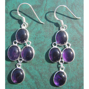 Shah Gems Women's Natural Amethyst <b>Drop</b> and Chandelier <b>Earrings</b> 925 <b>Sterling</b> <b>Silver</b> with Gold Plating - Product Image 1