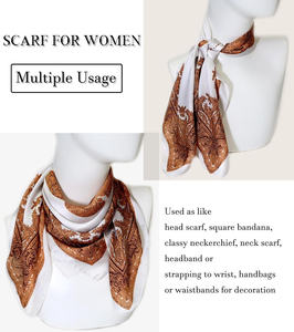 Bandana en soie pour femmes ethniques, personnalisable en gros, motif à carreaux uni, logo personnalisé imprimé, haute qualité - Product Image 3