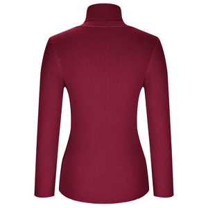Suéter de punto de cuello alto sólido para mujer de alta calidad La mejor oferta para la temporada de invierno-Tops elásticos transpirables suaves Logotipo personalizado Casual - Product Image 5