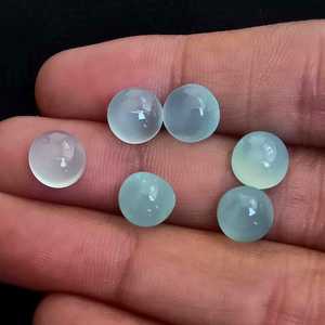 Aqua Chalcedony คุณภาพสูง4มม. 5มม. 10มม. 30มม. หลังแบนสอบเทียบหลวมสำหรับการทำเครื่องประดับสร้อยคอแหวนทำด้วยมือ - Product Image 6