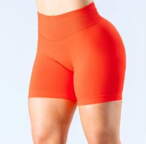 Pantalones cortos de gimnasio con cordón sólido de alto soporte para mujer, pantalones cortos transpirables de LICRA/nailon para entrenamiento físico, Yoga, correr - Product Image 5