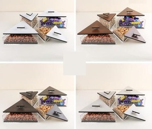 ชุดกล่องช็อคโกแลตอะคริลิคใส2กล่องพร้อมฝาไม้กล่องขนมทรงสามเหลี่ยมคุณภาพสูงจาก Home Arts - Product Image 3