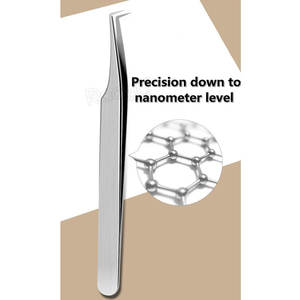 Venta al por mayor color plata Pinzas de extensión de pestañas de acero inoxidable Pinzas de volumen de punta de fibra - Product Image 3