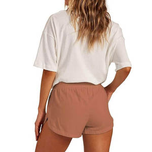 Shorts taille haute pour femme, décontractés d'été, avec cordon élastique, pour la détente, la gym et le sport, avec poches, en coton respirant - Product Image 5