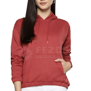 Sweat-shirts d'hiver à capuche personnalisés pour femmes, 100 % coton, respirants, anti-plis, couleur unie, streetwear, impression de logo frontal, faible MOQ - Product Image 1