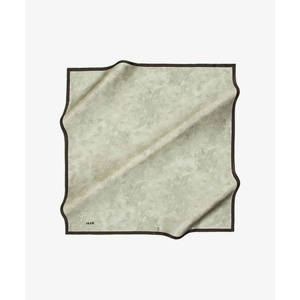 Vintage Satin <b>Silk</b> Scarf with Dark Edges and Square Brush Pattern - Product Image 1