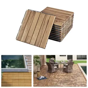 Modern 12\" X 12\" Wood and Plastic <b>Interlocking</b> Deck <b>Tiles</b> Smooth Square ACACIA <b>Flooring</b> for Indoor and Outdoor Use 20pcs Set - Product Image 1