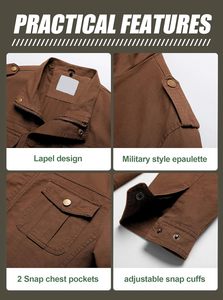 เสื้อแจ็กเก็ตผ้าใบผู้ชายทนทานปรับแต่งได้เสื้อแจ็กเก็ตผ้าใบผ้าฝ้ายสำหรับใส่ทำงานกลางแจ้งและสวมใส่สบาย - Product Image 4