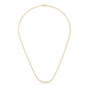 Collier unisexe plaqué or 18 carats avec chaîne à vagues et pendentif croix en perle et diamant - Product Image 2