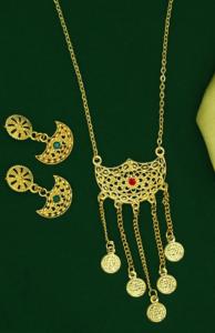 Harm-Conjunto de colgante de joyería india, juego de pendientes y collar con cadena, chapado en oro - Product Image 4