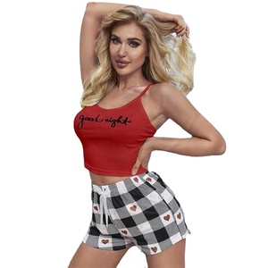 Vêtements de couchage pour dames Camo Silky Satin Crop Top Halter 2pcs Women Booty Short Lounge Sleep Wear Sets for Women Set - Product Image 1