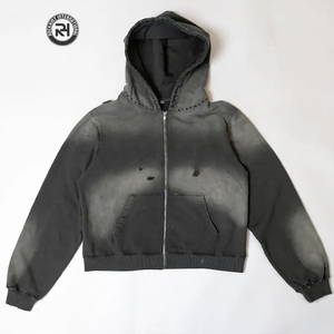 Sudadera con capucha de gran tamaño Vintage con lavado ácido, Jersey de algodón personalizado, ropa de calle Unisex, a la moda Sudadera con capucha, venta al por mayor MOQ - Product Image 1
