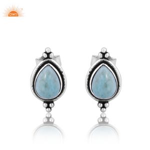 Boucles d'oreilles Larimar en argent sterling dernier cri, faites à la main tous les jours, fabricant de bijoux personnalisés - Product Image 1