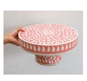 Soporte para tarta con incrustaciones de hueso, último diseño, utensilios para hornear, formas redondas, diseño floral, incrustaciones de chocolate y hueso dulce, soporte decorativo - Product Image 3