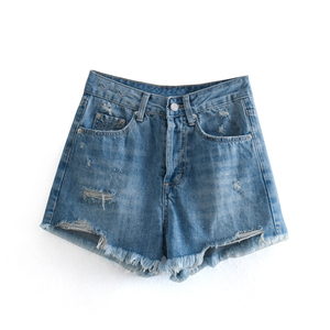 Pantalones cortos de mezclilla informales personalizados OEM para mujer, moda 2024, pantalones cortos de mezclilla calientes para mujer, conjuntos de pantalones cortos de mezclilla con bolsillo de verano personalizados para mujer - Product Image 5