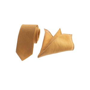 Wheat Yellow Plain Natural Tie <b>Handkerchief</b> Set - Product Image 1