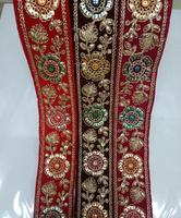Authentique dentelle métallique en polyester brodée à la main, garniture de perles, style professionnel écologique, motif floral, couleur personnalisée