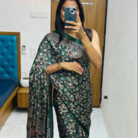 Saree fantaisie ajrakh gajji bandhej Lagdi pure Gajji Soft Silk saree