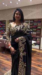 Sari de algodón puro Malai con hermosos estampados Kalamkari con contraste Pallu y borlas para mujer - Product Image 3