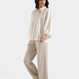 Pantalón Casual de Mujer de Alta Calidad, Corte Regular, Cintura Media, con Bolsillos, Frente Plano de Lona, Largo, OEM ODM - Product Image 2