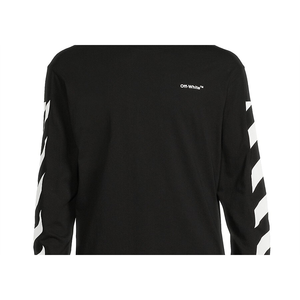 Felpa Off-White da Uomo con Logo Diag Helvetica, Bianca e Nera, Taglia M, Tessuto Lavorato a Maglia, Stampa Serigrafica, Ricamo 3D - Product Image 2