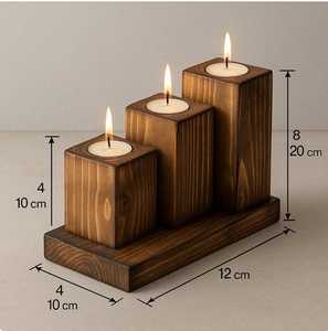 Portavelas de Madera Maciza de Roble de Primera Calidad, 4 Niveles, para Velas de Té, Centro de Mesa Escalonado para Decoración de Hoteles, Restaurantes y Hogares de Lujo, Hecho a Mano - Product Image 5