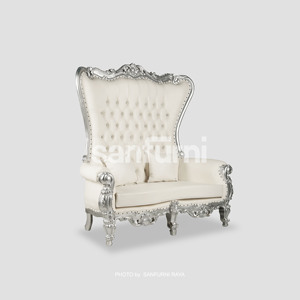 Throne-sofá de madera maciza de caoba, 2 asientos, madera maciza, Mindi Sonokeling, roble de abedul, ceniza de haya, decoración de boda de lujo, precio barato, Indonesia - Product Image 3