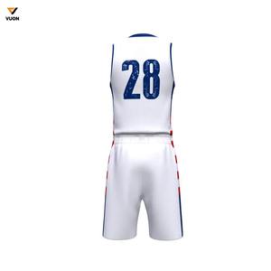 Uniformes de basket-ball respirables bleus et blancs faits sur commande d'OEM plus la conception de sublimation imprimée par taille - Product Image 2