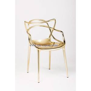 Atractivo diseñador Metal latón oro pulido decoración del hogar sillas con asiento de cuero blanco de lujo más vendidos muebles sillas - Product Image 6