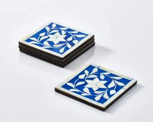 Ensemble de sous-verres à thé en incrustation d'os à motif carré de luxe tapis de tasse de couleur personnalisée d'artisanat artisanal - Product Image 2