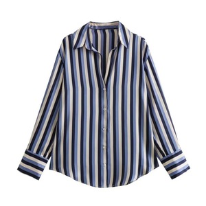 Long Sleeve Shirt,<b>Striped</b> Button Front Shirt,2024 Spring & Summer Women's Clothing Fashion Blouse <b>Tops</b> - Product Image 6