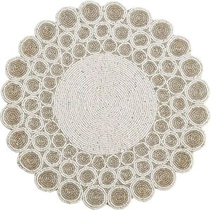 Mantel Individual con cuentas más precioso, mantel Individual de cuentas elegante con cuentas de leyenda de hojas doradas bordadas en blanco puro - Product Image 5