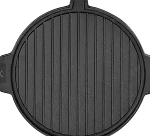 MK 01 - Cast Iron Preseasoned Double Sided stable quality Cast Iron Bbq Griddle Plate Cookware Outdoor Grill Pan Griddle