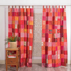 Indian Handmade Boho Hippie Silk Sari Vintage <b>Curtain</b> With Square Shape Decorative <b>Curtains</b> <b>for</b> Home and <b>Bedroom</b> Best Material - Product Image 4