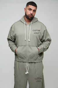 Survêtement de charpentier à capuche zippé de haute qualité pour hommes survêtement à capuche lavé à l'acide - Product Image 5