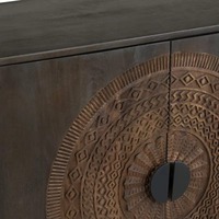 Buffet moderne 4 portes en bois de manguier écologique et durable pour bar à domicile, cuisine, salle à manger, ferme, salon, chambre