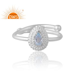 แหวนพลอยโทแพซสีฟ้าธรรมชาติสีเงิน925มาใหม่สำหรับผู้หญิงเครื่องประดับที่กำหนดเองของขวัญสำหรับผู้หญิงสำหรับผู้หญิง - Product Image 3