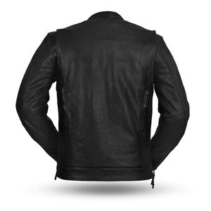 Blouson Bomber Homme en Cuir de Mouton à Capuche, Col Montant, Imperméable, Style Moto de Course, Logo Frontal – Prix de Gros - Product Image 3