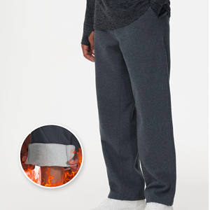 กางเกงวอร์มผู้ชายผ้าหนาแบบสบายๆ กางเกงผู้ชายฤดูหนาวสีพื้น มีเชือกผูกเอวกลาง กางเกงผ้าแคนวาสผู้ชายทรงตรง สไตล์สปอร์ต - Product Image 4