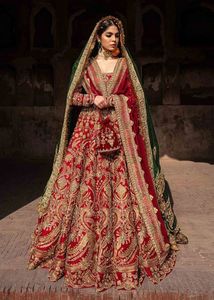 BEAUTIFUL--BRIDAL <b>BLOUSE</b>--LEHENGA WITH HEAVY EMBROIDERY EMBELLISHED CRYSTAL GLASS BEADS,STONE,PEARLS,DABKA WORK for WEDDING=2024 - Product Image 2