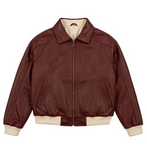 แจ็คเก็ตหนังแท้แบบกำหนดเองสำหรับผู้ชาย แจ็คเก็ตบอมเบอร์หนังเทียมทรงโอเวอร์ไซส์สำหรับผู้ชายรุ่นใหม่ล่าสุด - Product Image 1
