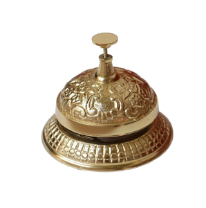 Sonnette de réception en laiton antique, dorée, gravée, en métal, pour bureau, table, service, employé de réception - Product Image 1