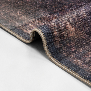 Alfombra de área de pelo bajo, lavable y plegable, de chenilla turca, estilo Art Deco, con diseño floral vintage desgastado en tonos taupe y malva, OEM ODM - Product Image 5