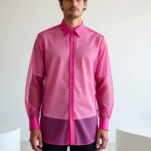 เสื้อตาข่ายเซ็กซี่เปิดกระดุมสำหรับผู้ชายเสื้อซีทรูเสื้อเชิ๊ตซีทรูเสื้อเชิ๊ตซีทรูเสื้อเชิ๊ตตาข่ายโปร่งสำหรับใส่กลางคืนเสื้อเชิ๊ตสำหรับผู้ชาย - Product Image 6