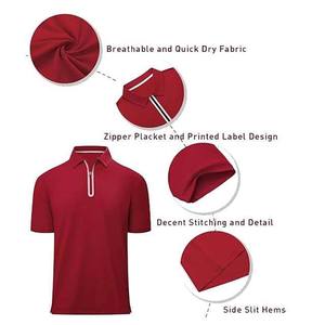 Polo personnalisé de grande taille en coton biologique, couleur unie, demi-fermeture éclair, fabricant de tricot pour hommes, vente en gros - Product Image 5