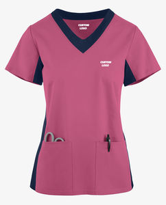 ชุดเสื้อแขนสั้นผ้าซาตินเรยอนคอวีชุดพยาบาลชุดเสื้อขัดตัวสม่ำเสมอสำหรับพยาบาลพยาบาล - Product Image 1