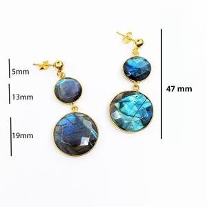 925 Sterling Silver Classic Hanging Push Back Boucles d'oreilles plaqué or Labradorite Gemstone Trendy Wedding Party Wear Cadeaux - Product Image 2