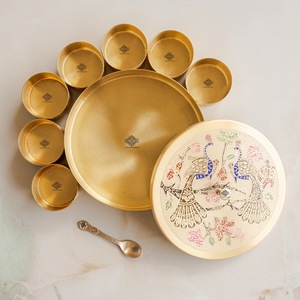 IndianArtVilla Boîte à épices en laiton fabriqué à la main avec couvercle-Ustensiles de cuisine et vaisselle, 7.5 pouces - Product Image 2